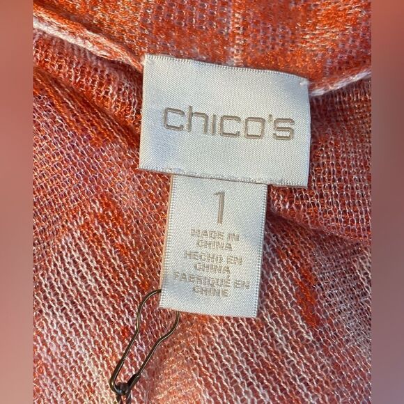 Chico’s Peach & Pink Coral Printed Evie Cardigan 1 (6-8) - Picture 5 of 5